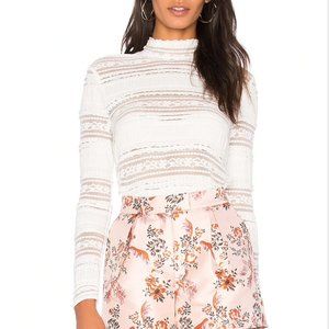 Endless Rose Mock Neck Textured Ivory Lace Top NWT